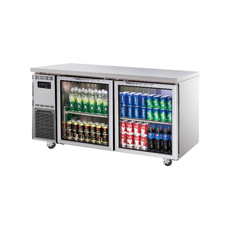 Turbo Air Undercounter 2 Glass Door Fridge 1500mm Width x 700mm Depth