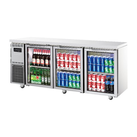 Turbo Air Undercounter 3 Glass Door Fridge 1800mm Width x 700mm Depth