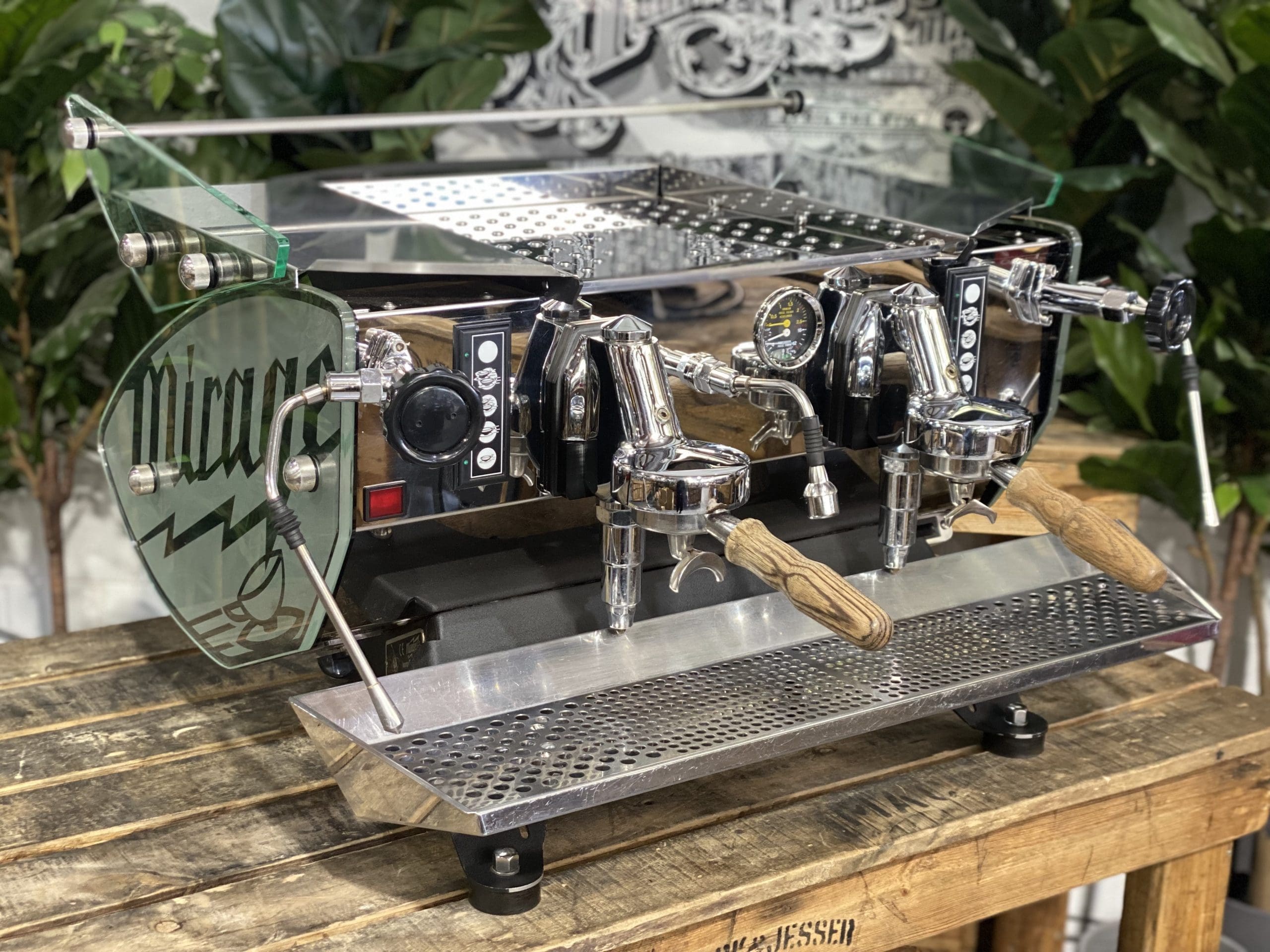 Kees Van Der Westen Mirage Duette Timber Handles / Mirage Sides - 2 Group Commercial Espresso Machine - Stainless