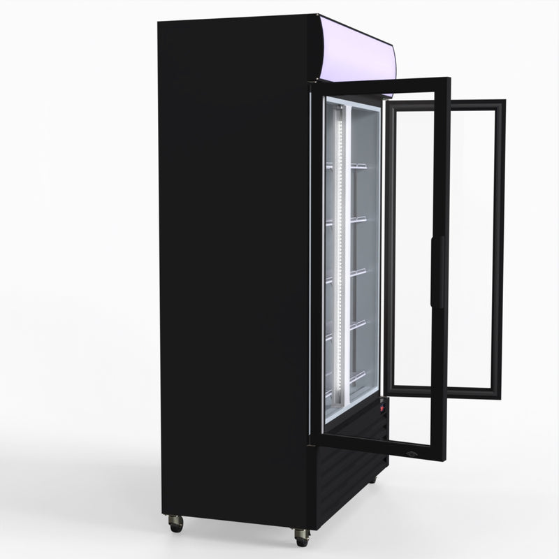 Thermaster 1000L Colourbond Upright Beverage Fridge 2 Doors Black LG-1000BP