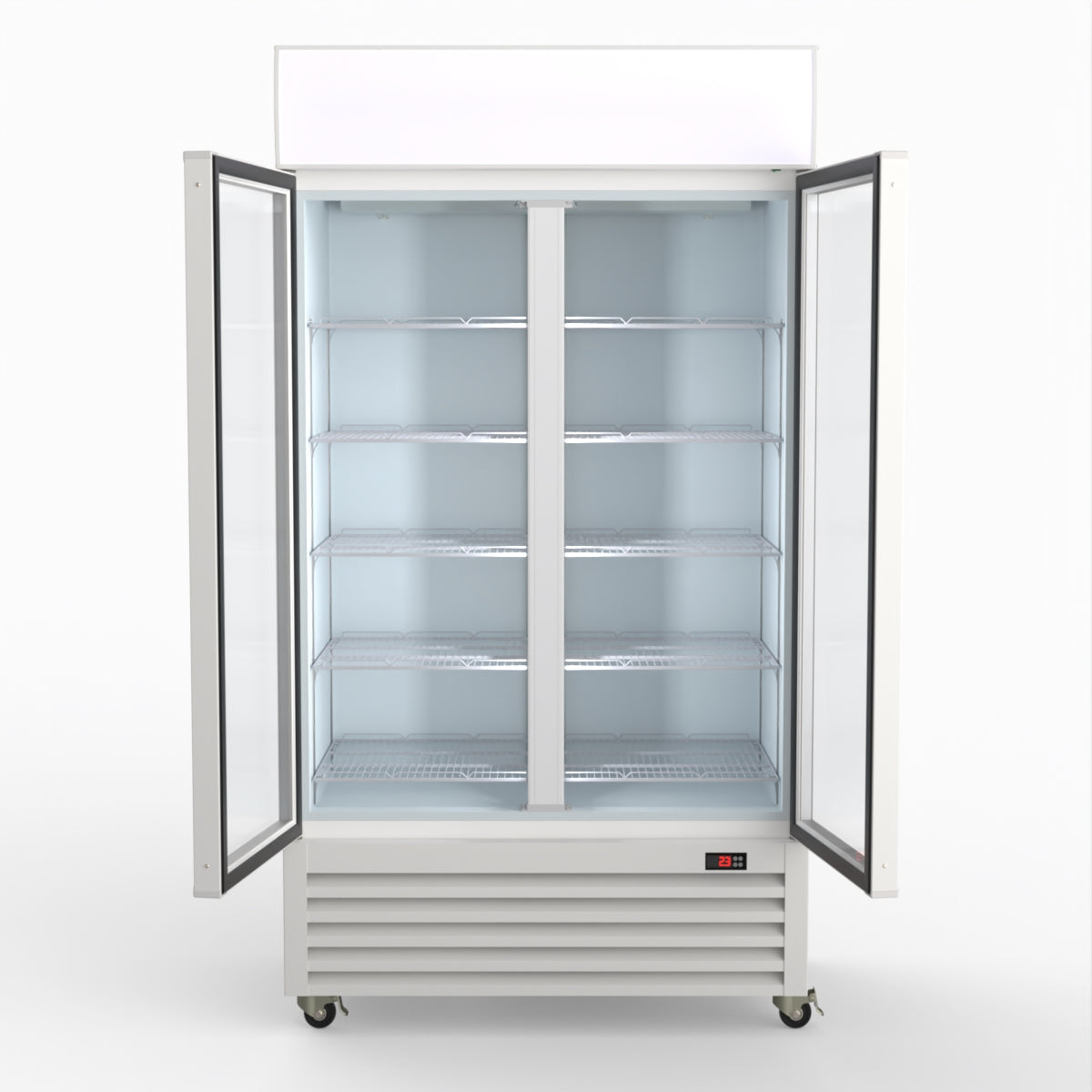 Thermaster 1000L Two Glass Door Colourbond Upright Drink Fridge White LG-1000P