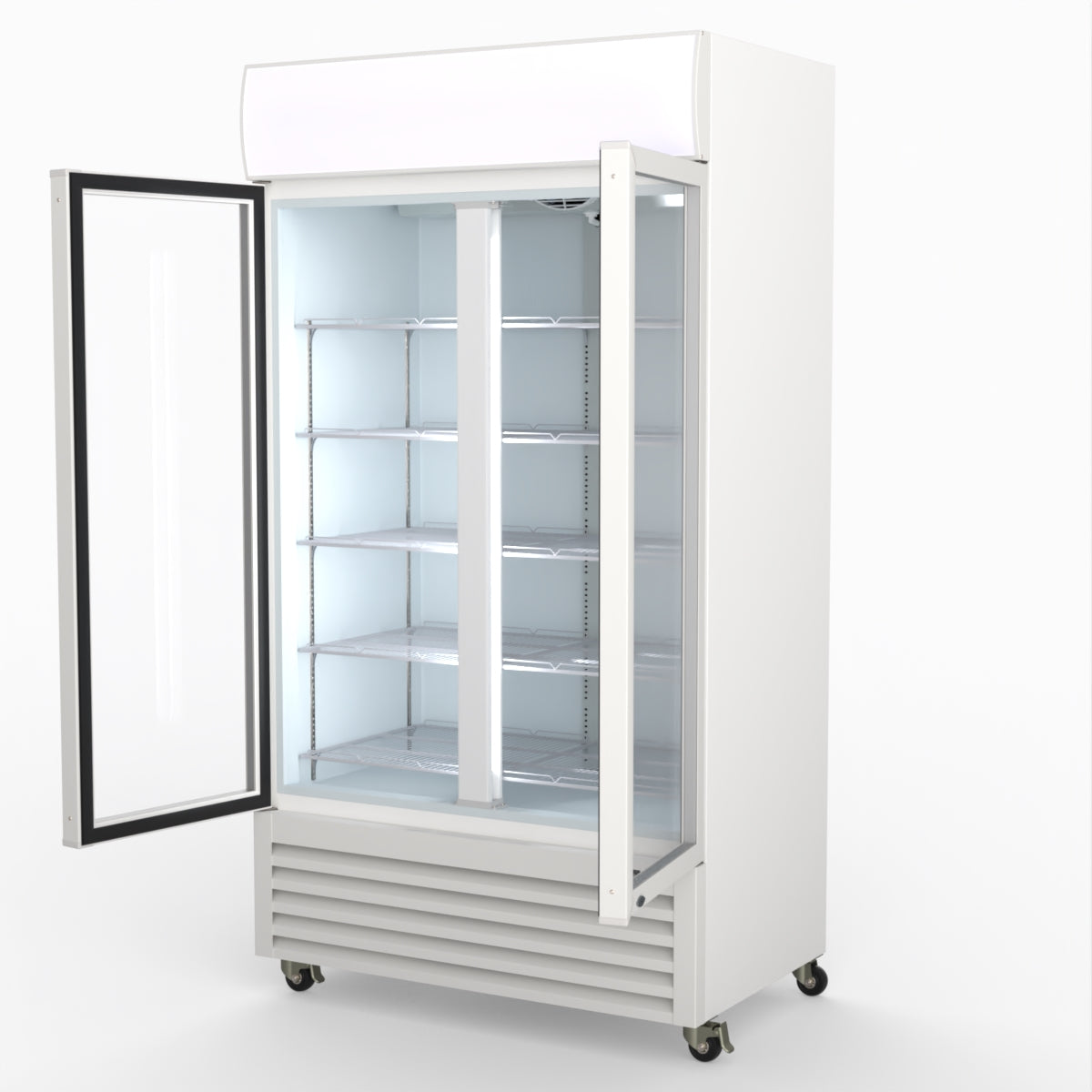 Thermaster 1000L Two Glass Door Colourbond Upright Drink Fridge White LG-1000P