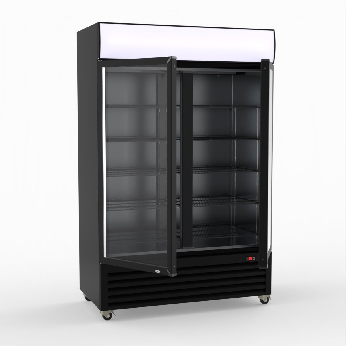 CLEARANCE - Thermaster Large Two Glass Door Colourbond Upright Drink Fridge LG-1200BP