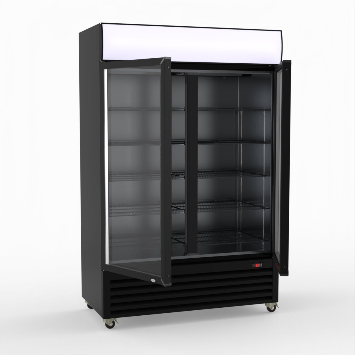 CLEARANCE - Thermaster Large Two Glass Door Colourbond Upright Drink Fridge LG-1200BP