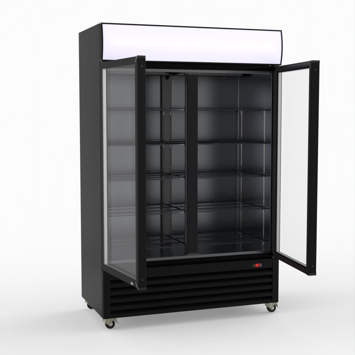 CLEARANCE - Thermaster Large Two Glass Door Colourbond Upright Drink Fridge LG-1200BP