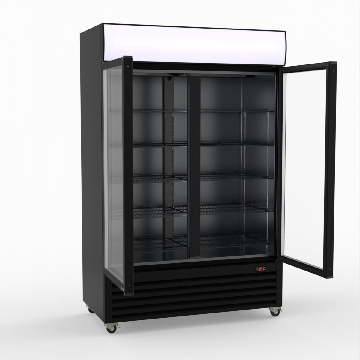 CLEARANCE - Thermaster Large Two Glass Door Colourbond Upright Drink Fridge LG-1200BP