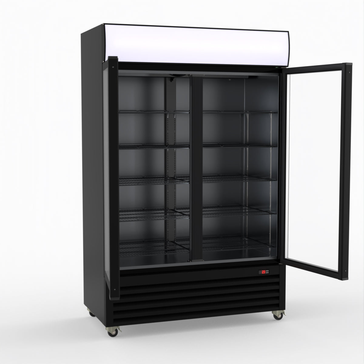 CLEARANCE - Thermaster Large Two Glass Door Colourbond Upright Drink Fridge LG-1200BP
