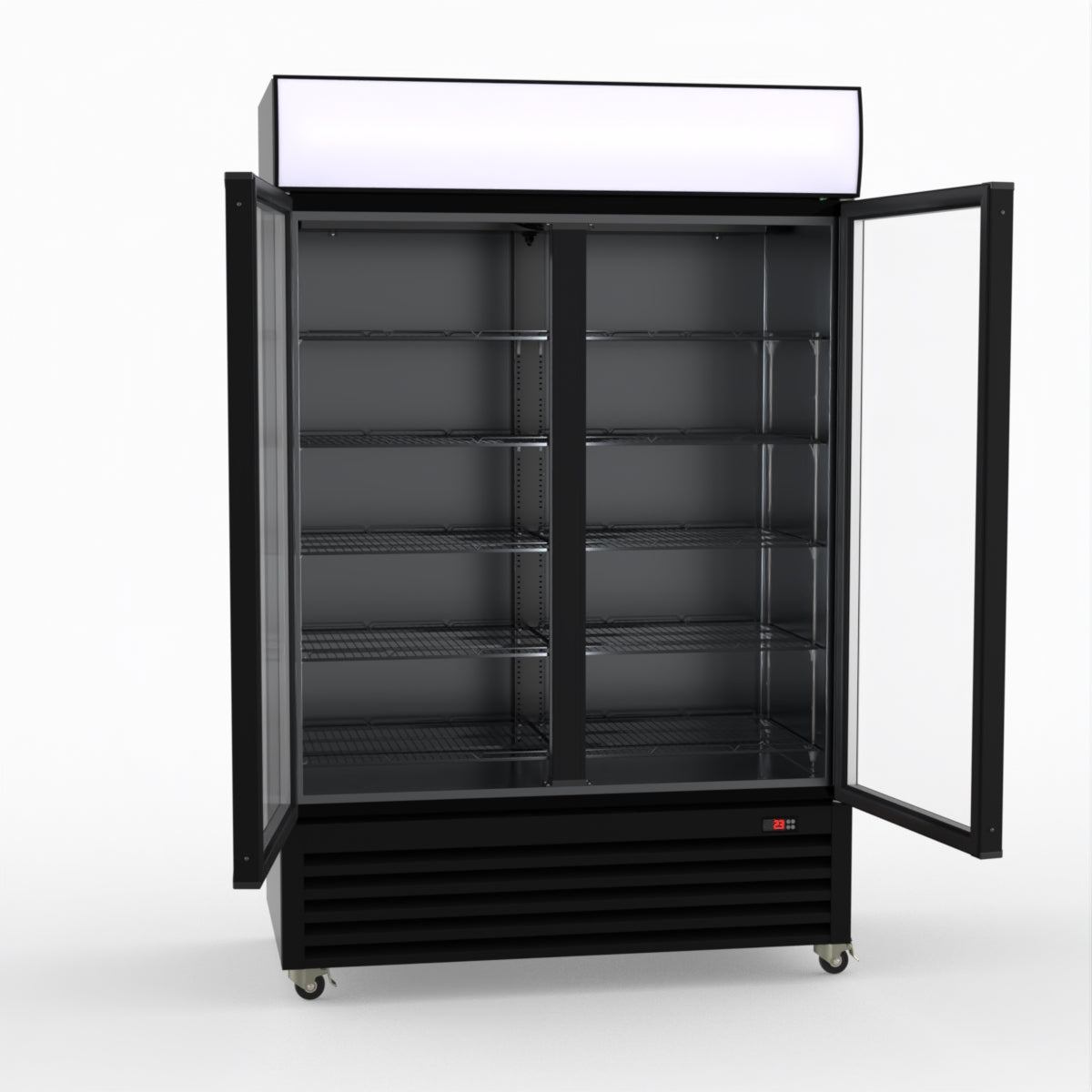 CLEARANCE - Thermaster Large Two Glass Door Colourbond Upright Drink Fridge LG-1200BP