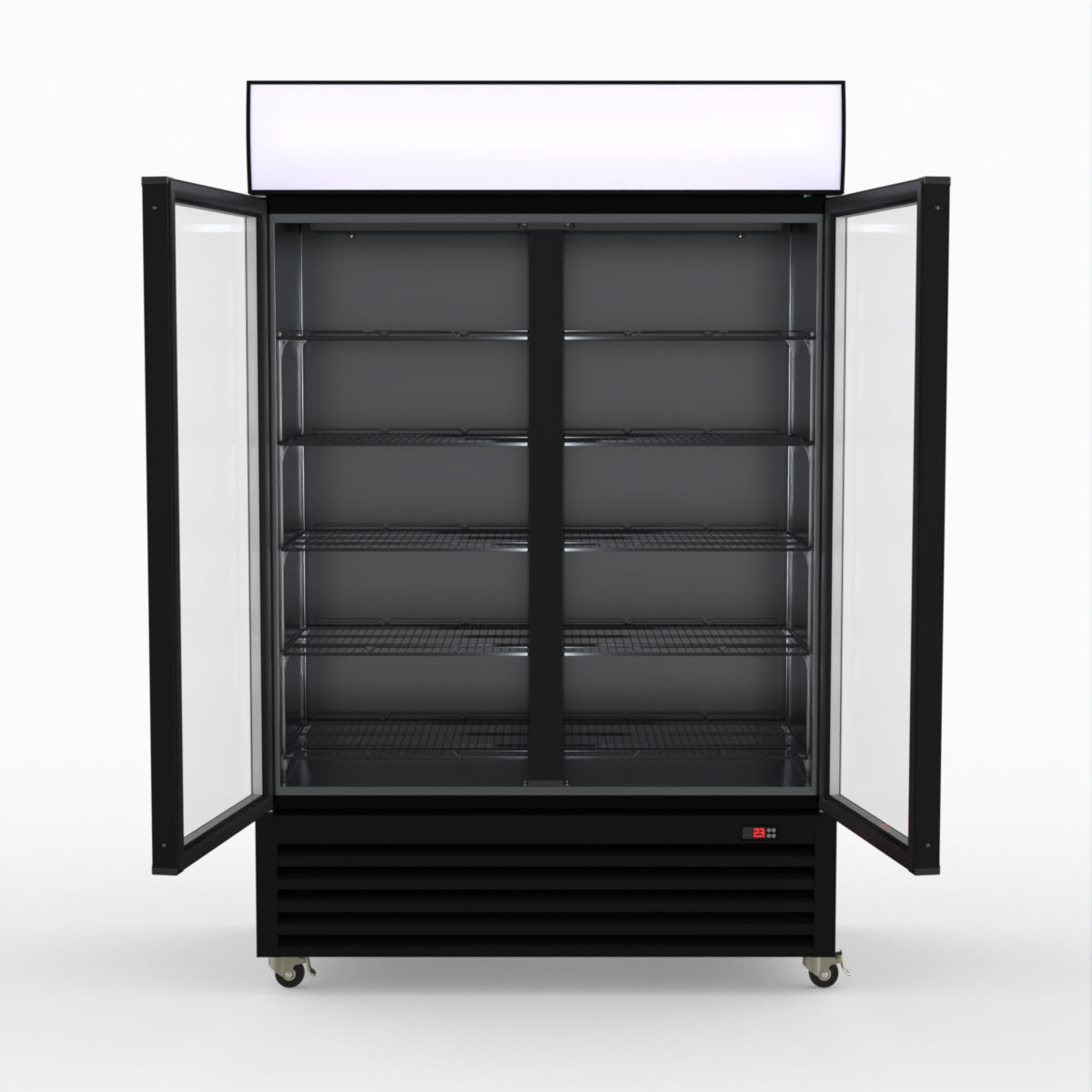CLEARANCE - Thermaster Large Two Glass Door Colourbond Upright Drink Fridge LG-1200BP