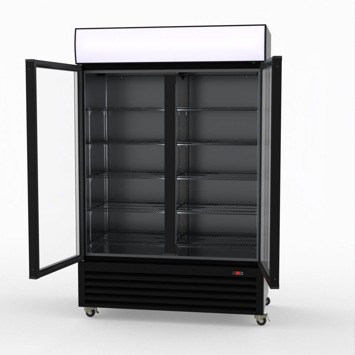 CLEARANCE - Thermaster Large Two Glass Door Colourbond Upright Drink Fridge LG-1200BP