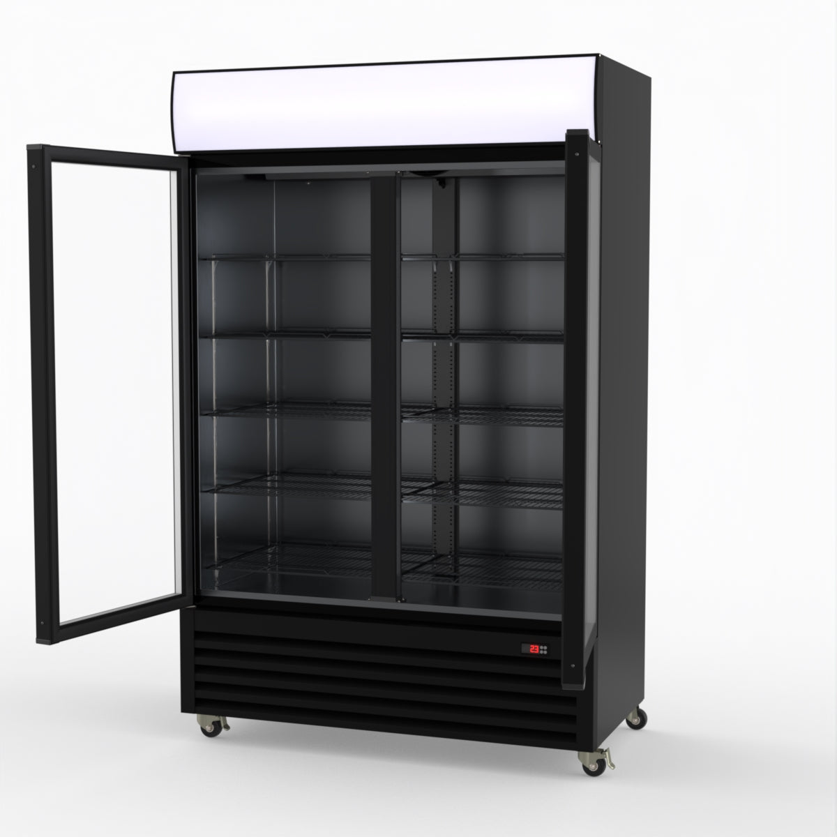 CLEARANCE - Thermaster Large Two Glass Door Colourbond Upright Drink Fridge LG-1200BP