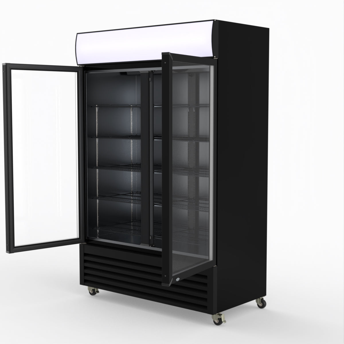 CLEARANCE - Thermaster Large Two Glass Door Colourbond Upright Drink Fridge LG-1200BP