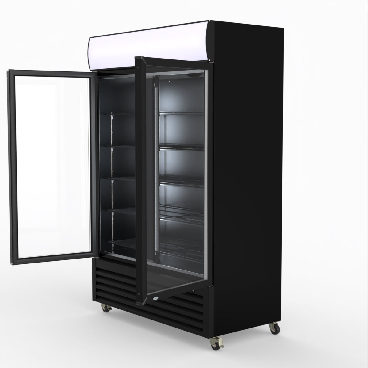 CLEARANCE - Thermaster Large Two Glass Door Colourbond Upright Drink Fridge LG-1200BP