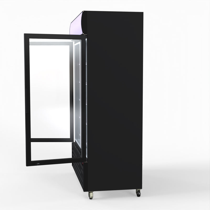 Thermaster Large Two Glass Door Colourbond Upright Drink Fridge LG-1200BP