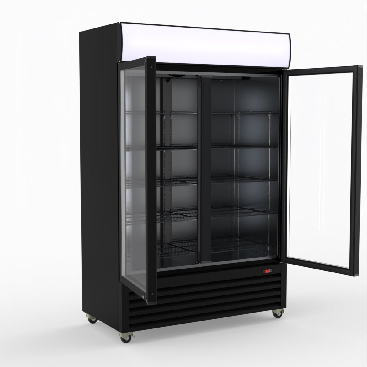 CLEARANCE - Thermaster Large Two Glass Door Colourbond Upright Drink Fridge LG-1200BP
