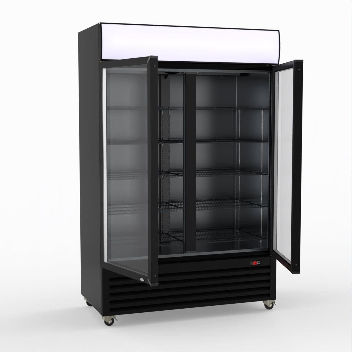 CLEARANCE - Thermaster Large Two Glass Door Colourbond Upright Drink Fridge LG-1200BP