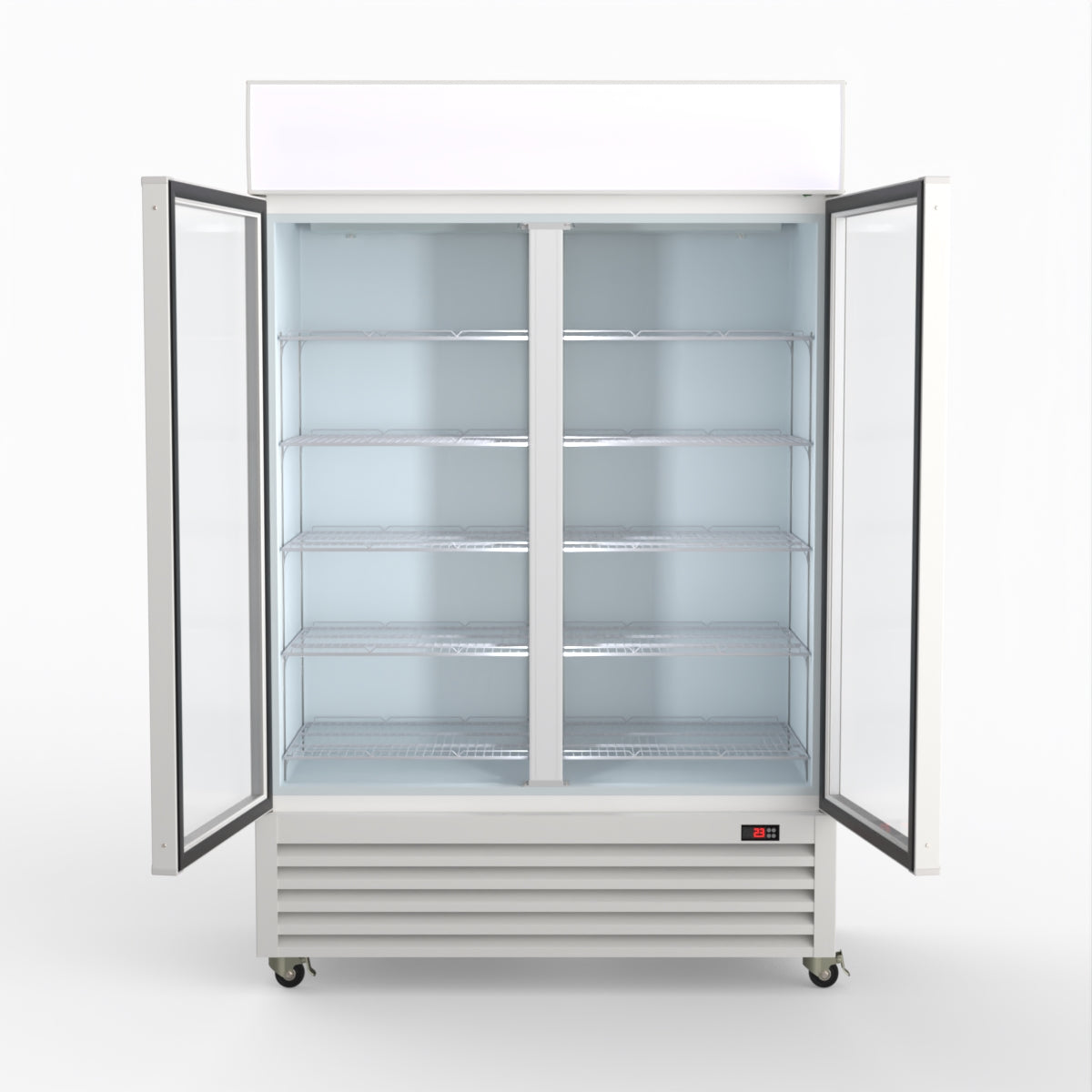 Thermaster 1200L Two Glass Door Colourbond Upright Drink Fridge White LG-1200BP