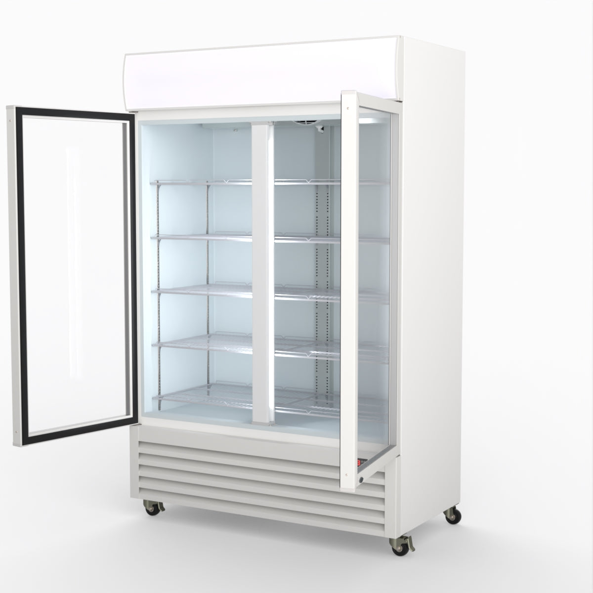 Thermaster 1200L Two Glass Door Colourbond Upright Drink Fridge White LG-1200BP