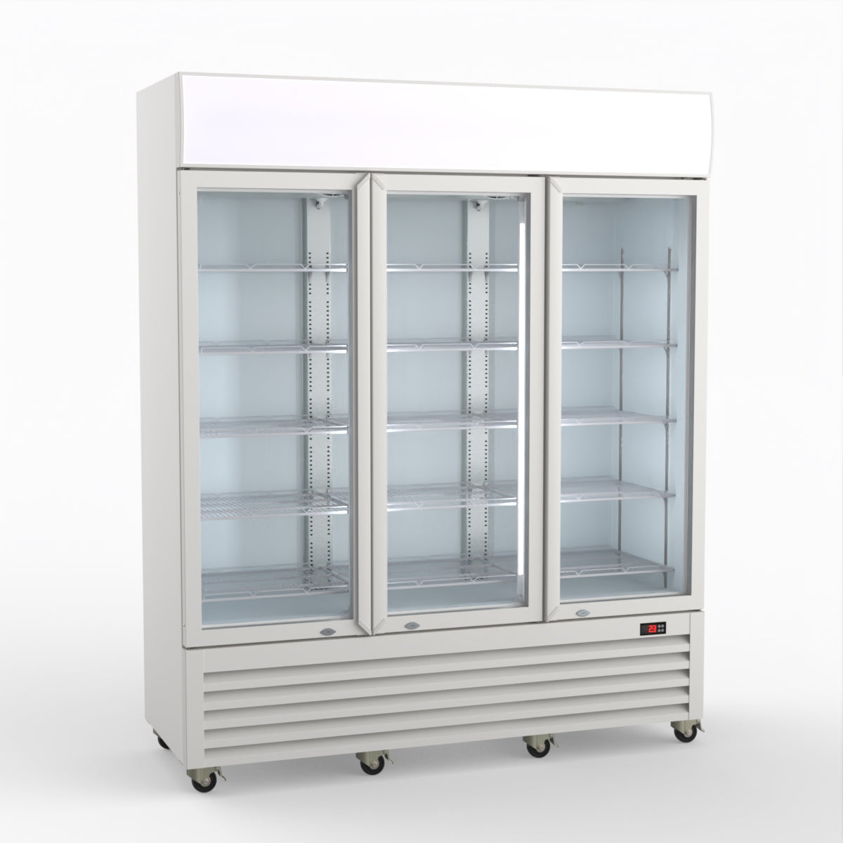 Thermaster 1200L 3 Glass Door Colourbond Upright Drink Fridge White LG-1203P