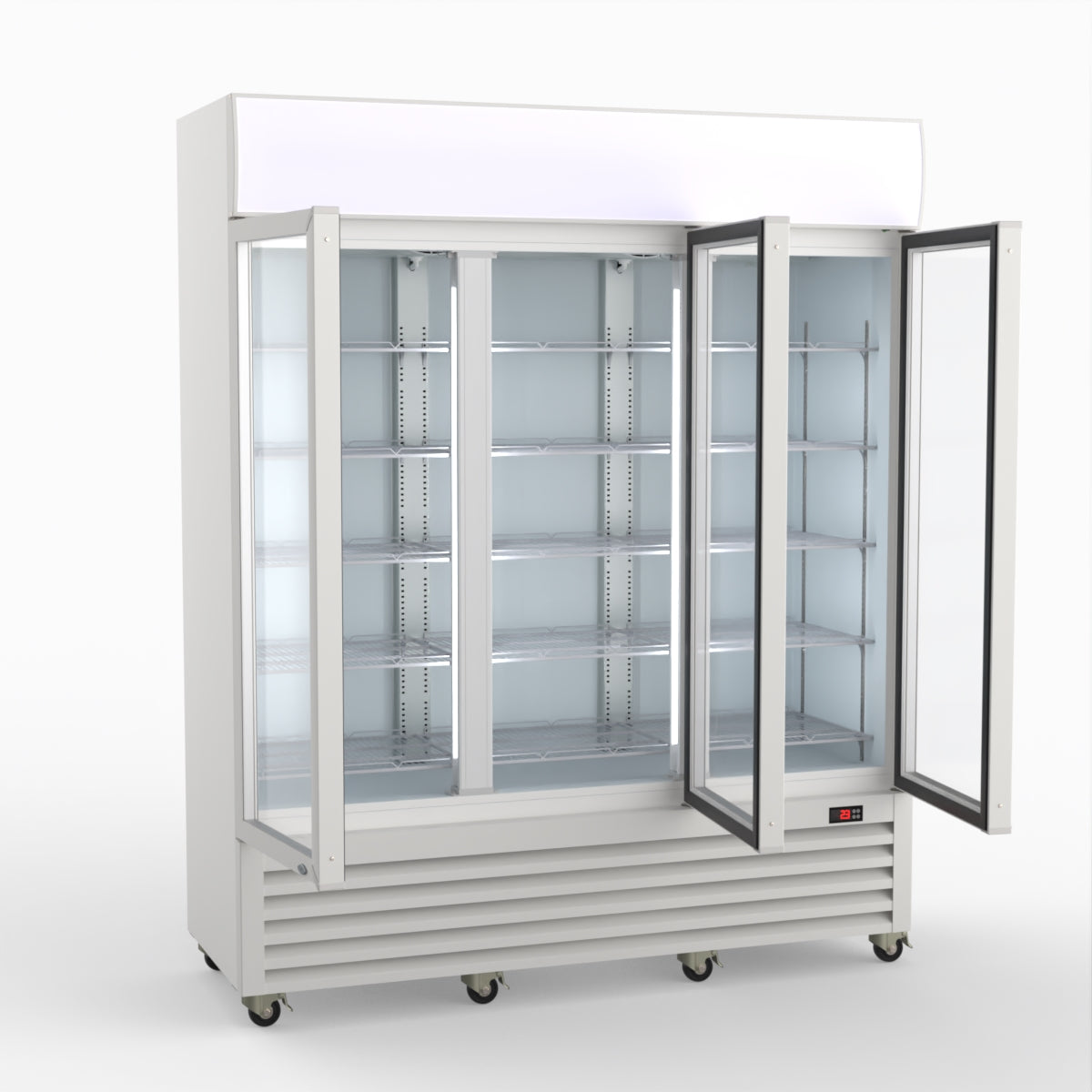 Thermaster 1200L 3 Glass Door Colourbond Upright Drink Fridge White LG-1203P