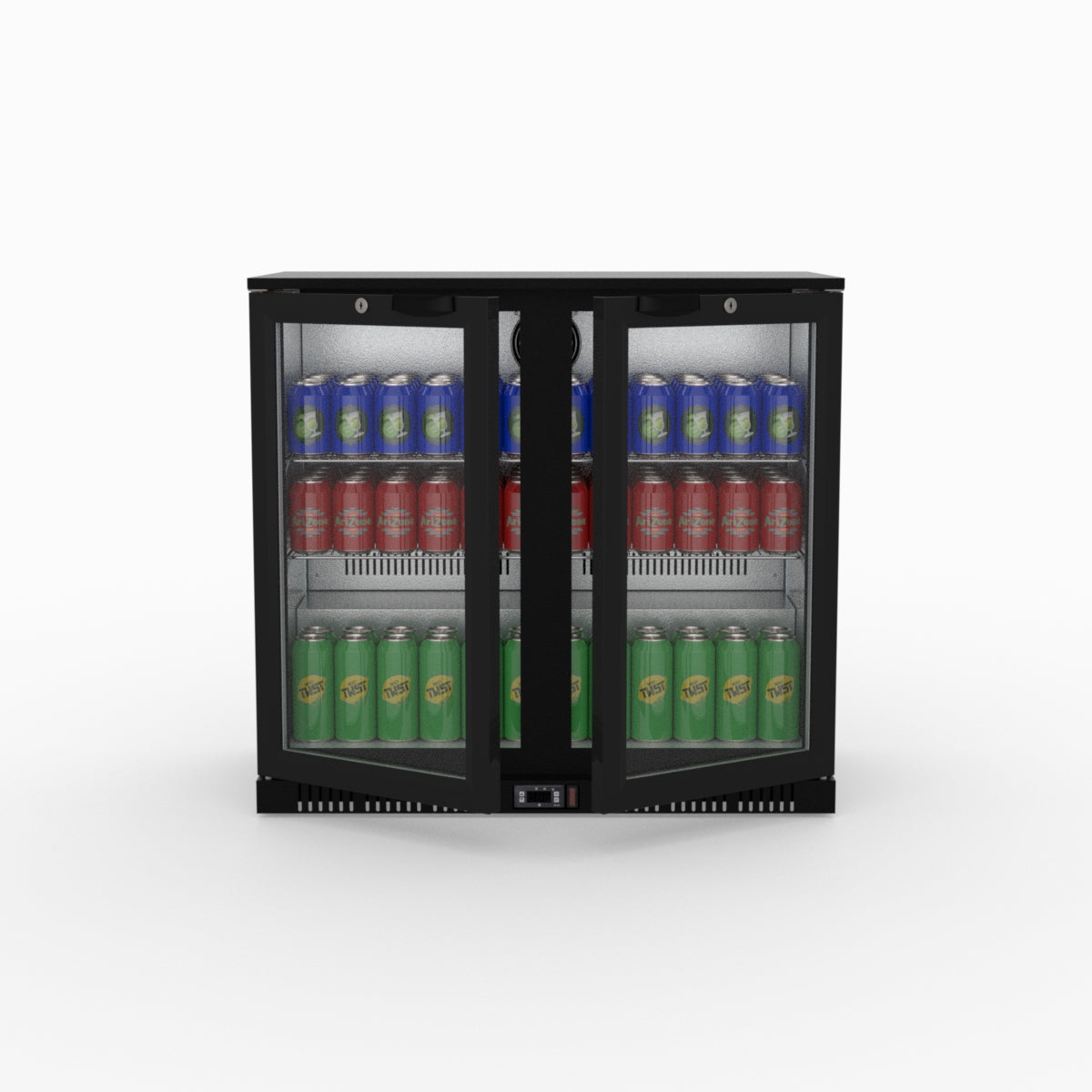 Thermaster Under Bench Double Tropicalised Heated Glass Doors Bar Cooler with Heater Switch - LG-208TD