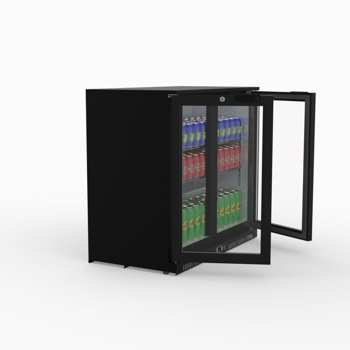 Thermaster Under Bench Double Tropicalised Heated Glass Doors Bar Cooler with Heater Switch - LG-208TD
