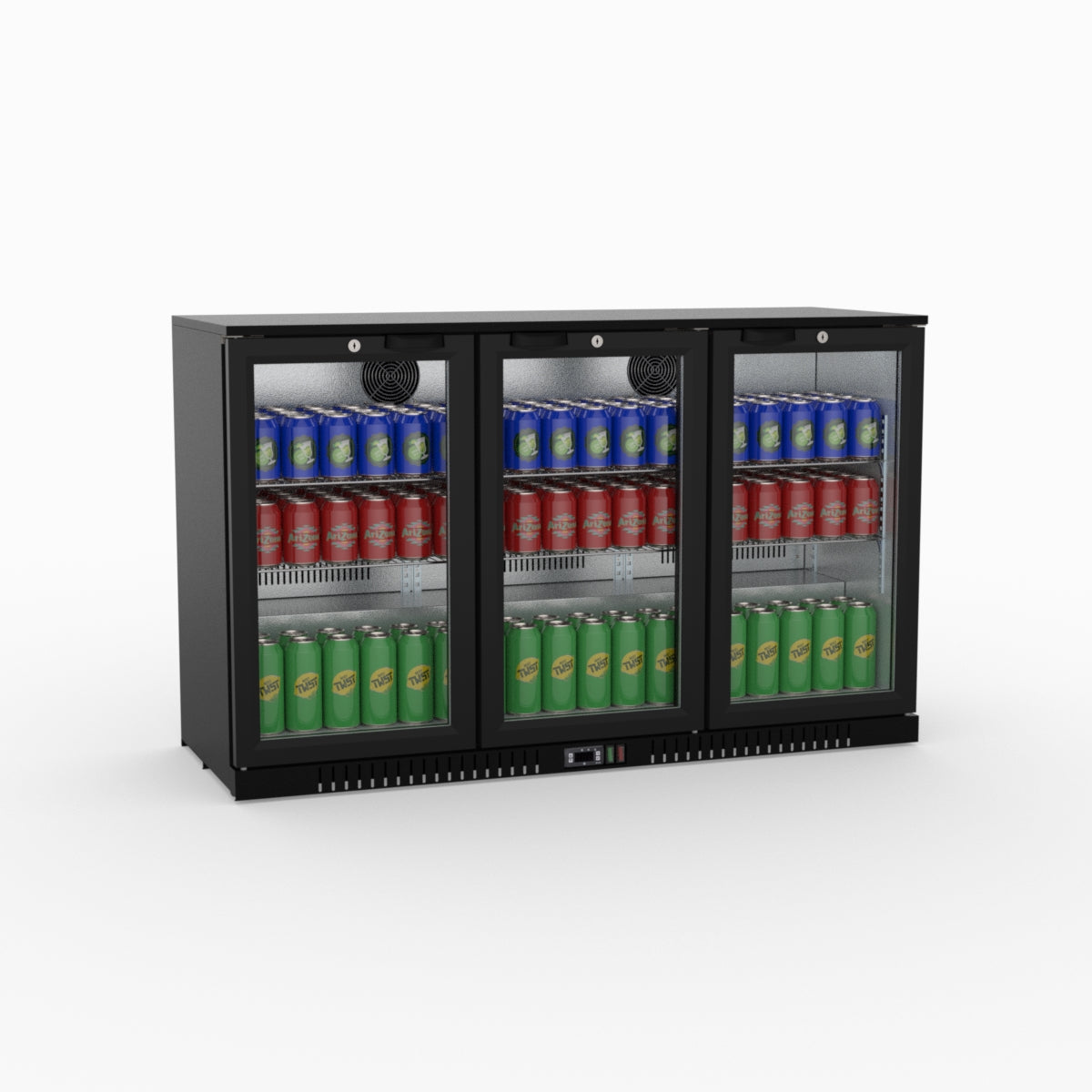 Thermaster Under Bench Three Tropicalised Heated Glass Doors Bar Cooler with Heater Switch - LG-330TD