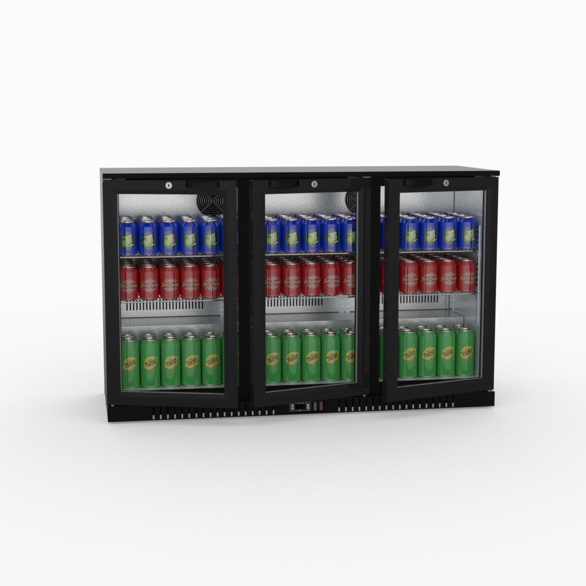 Thermaster Under Bench Three Tropicalised Heated Glass Doors Bar Cooler with Heater Switch - LG-330TD