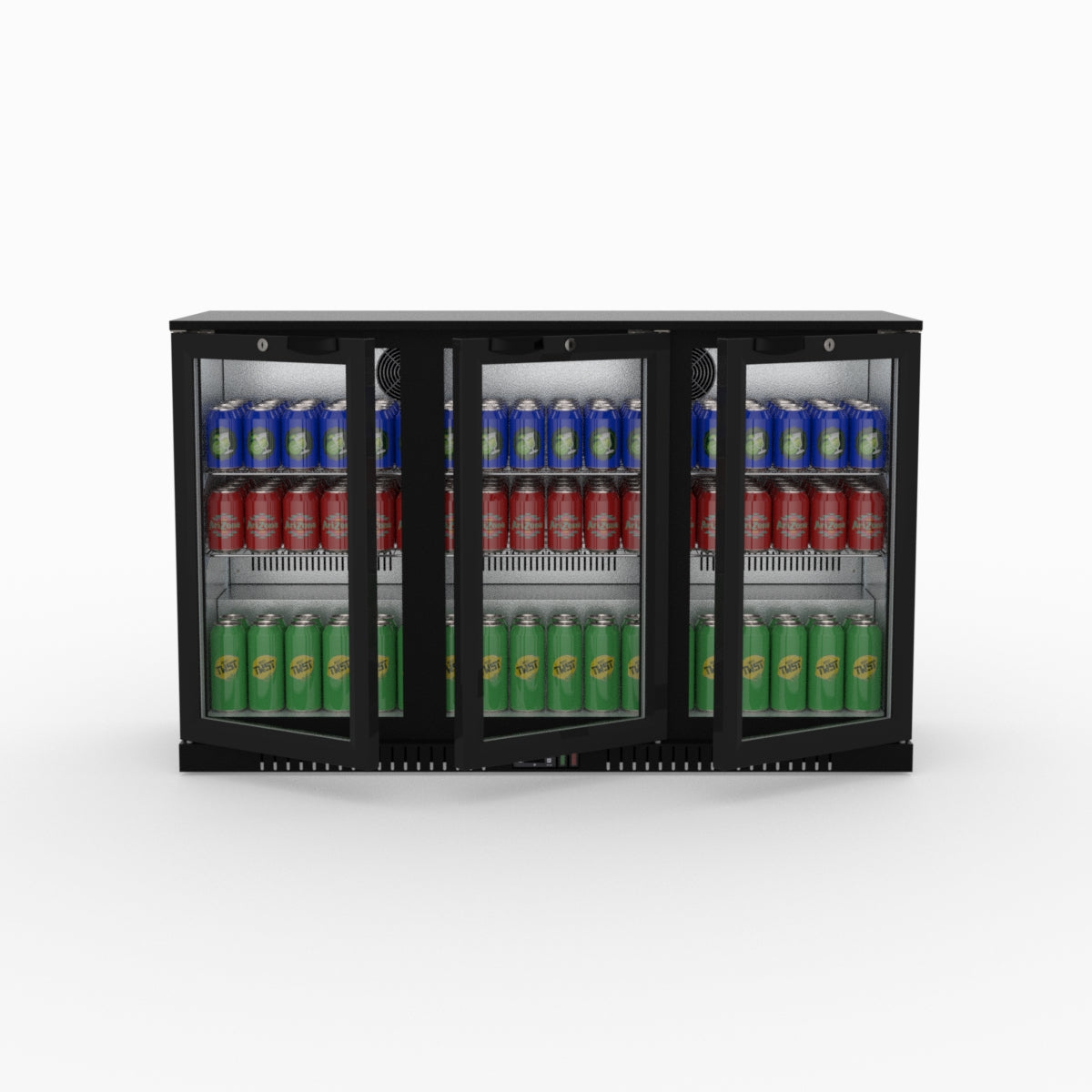 Thermaster Under Bench Three Tropicalised Heated Glass Doors Bar Cooler with Heater Switch - LG-330TD
