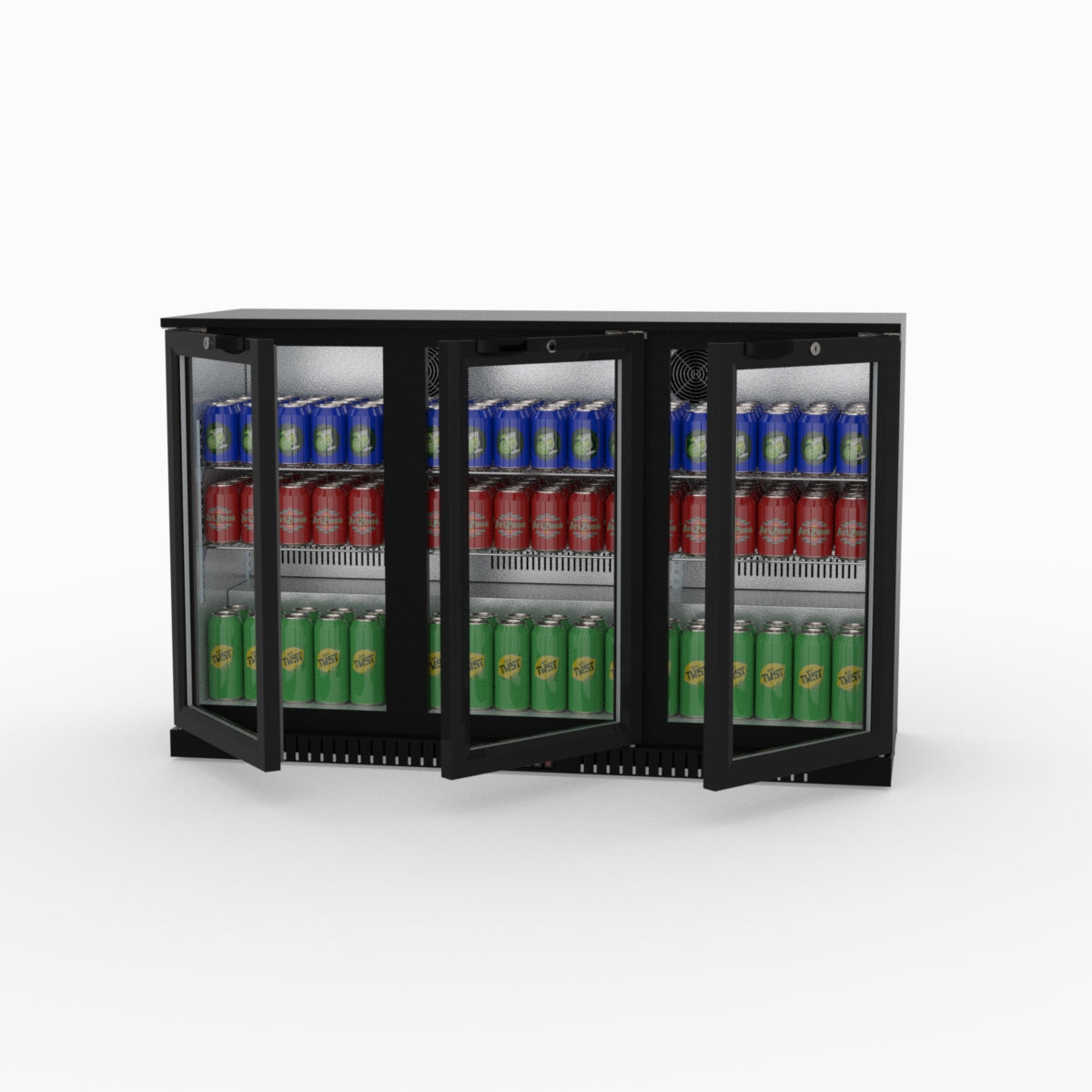 Thermaster Under Bench Three Tropicalised Heated Glass Doors Bar Cooler with Heater Switch - LG-330TD