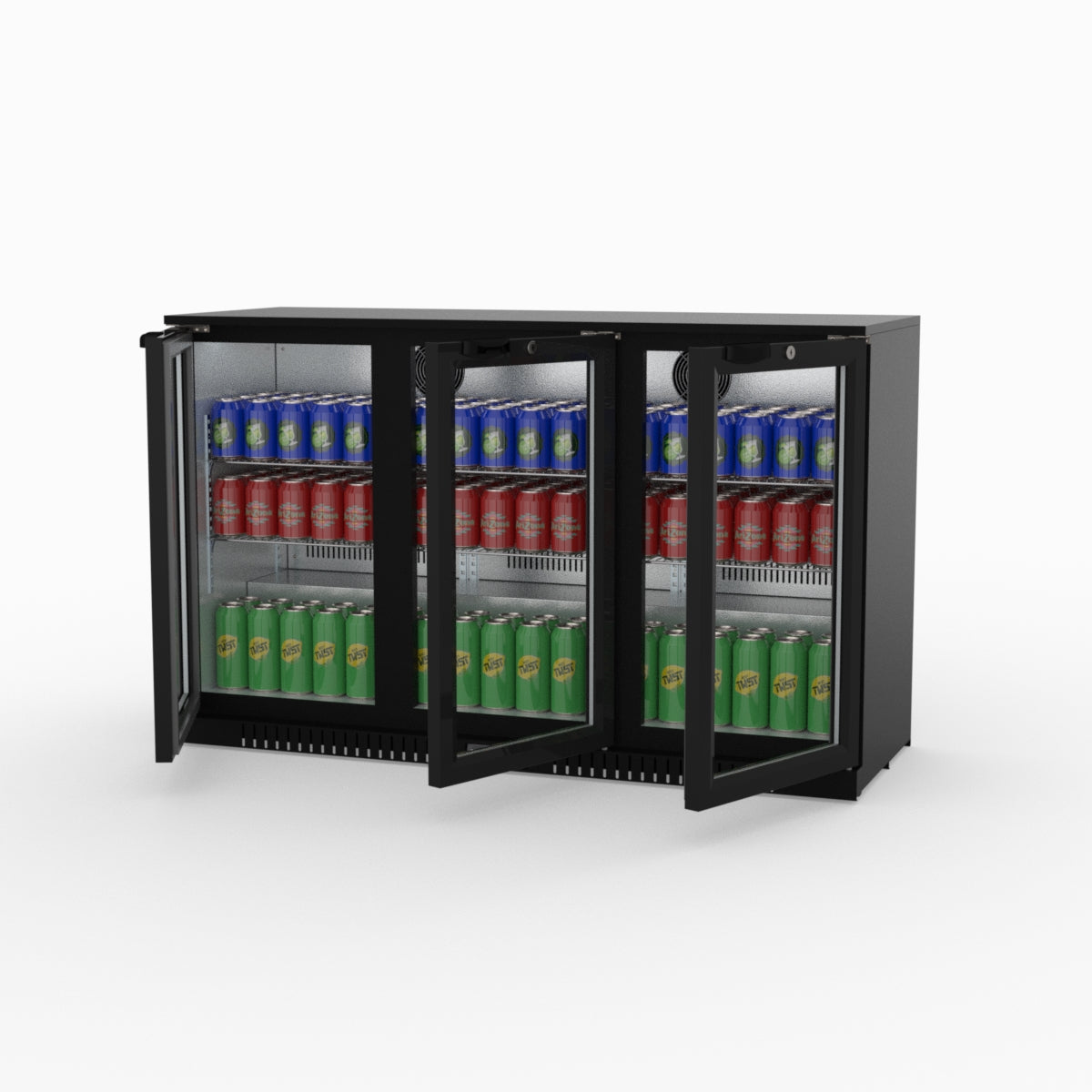 Thermaster Under Bench Three Tropicalised Heated Glass Doors Bar Cooler with Heater Switch - LG-330TD