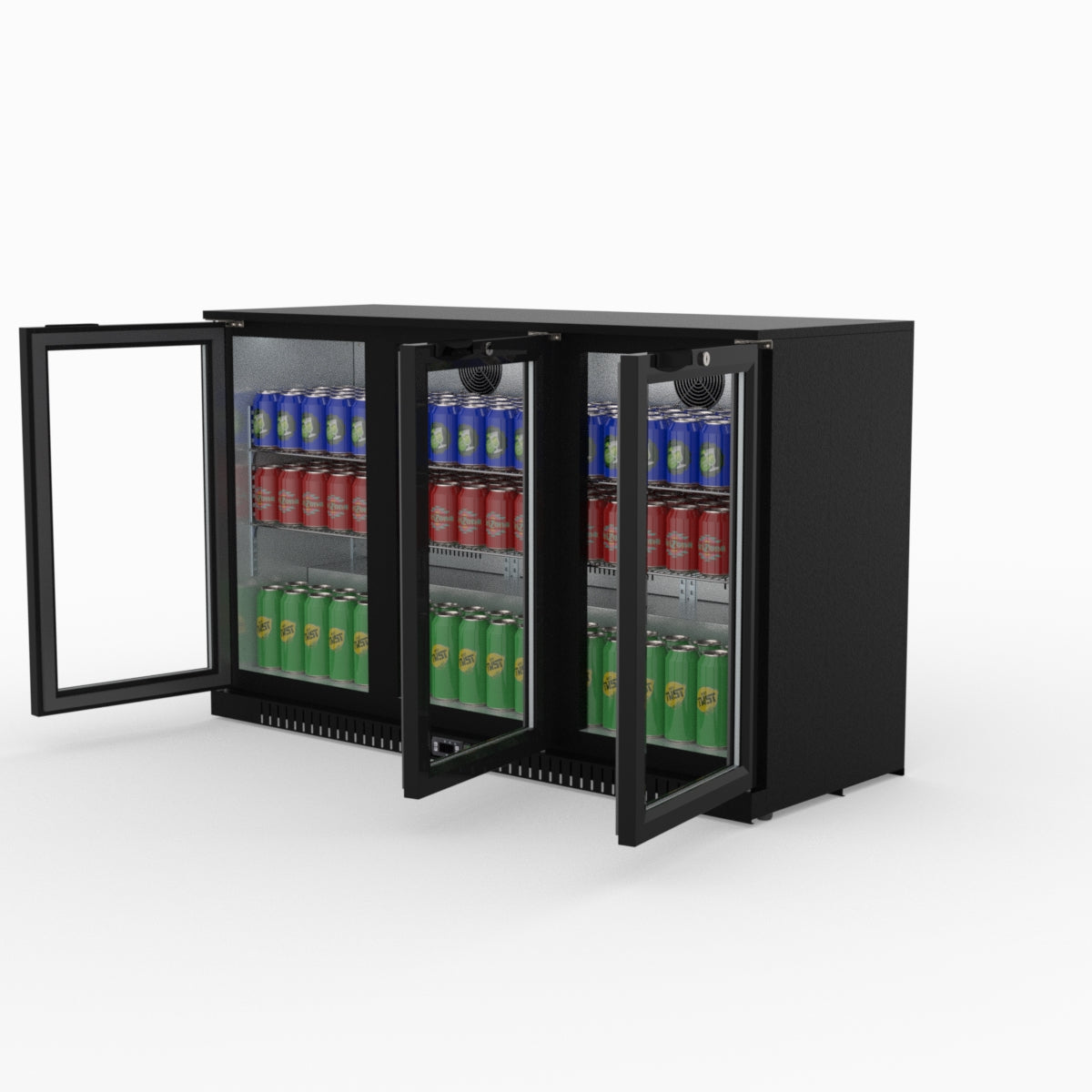 Thermaster Under Bench Three Tropicalised Heated Glass Doors Bar Cooler with Heater Switch - LG-330TD