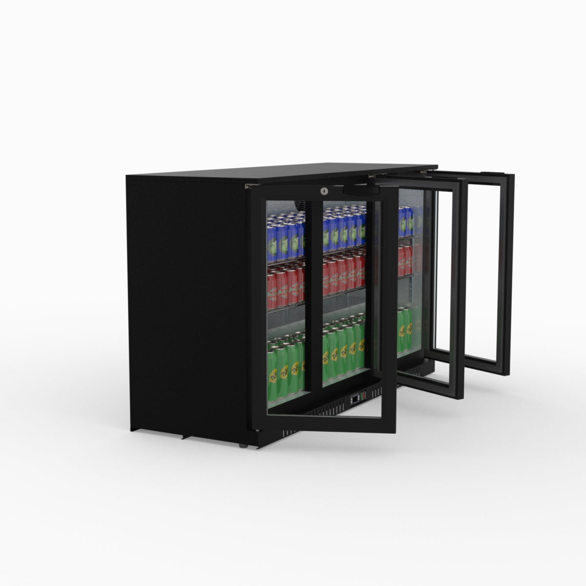 Thermaster Under Bench Three Tropicalised Heated Glass Doors Bar Cooler with Heater Switch - LG-330TD