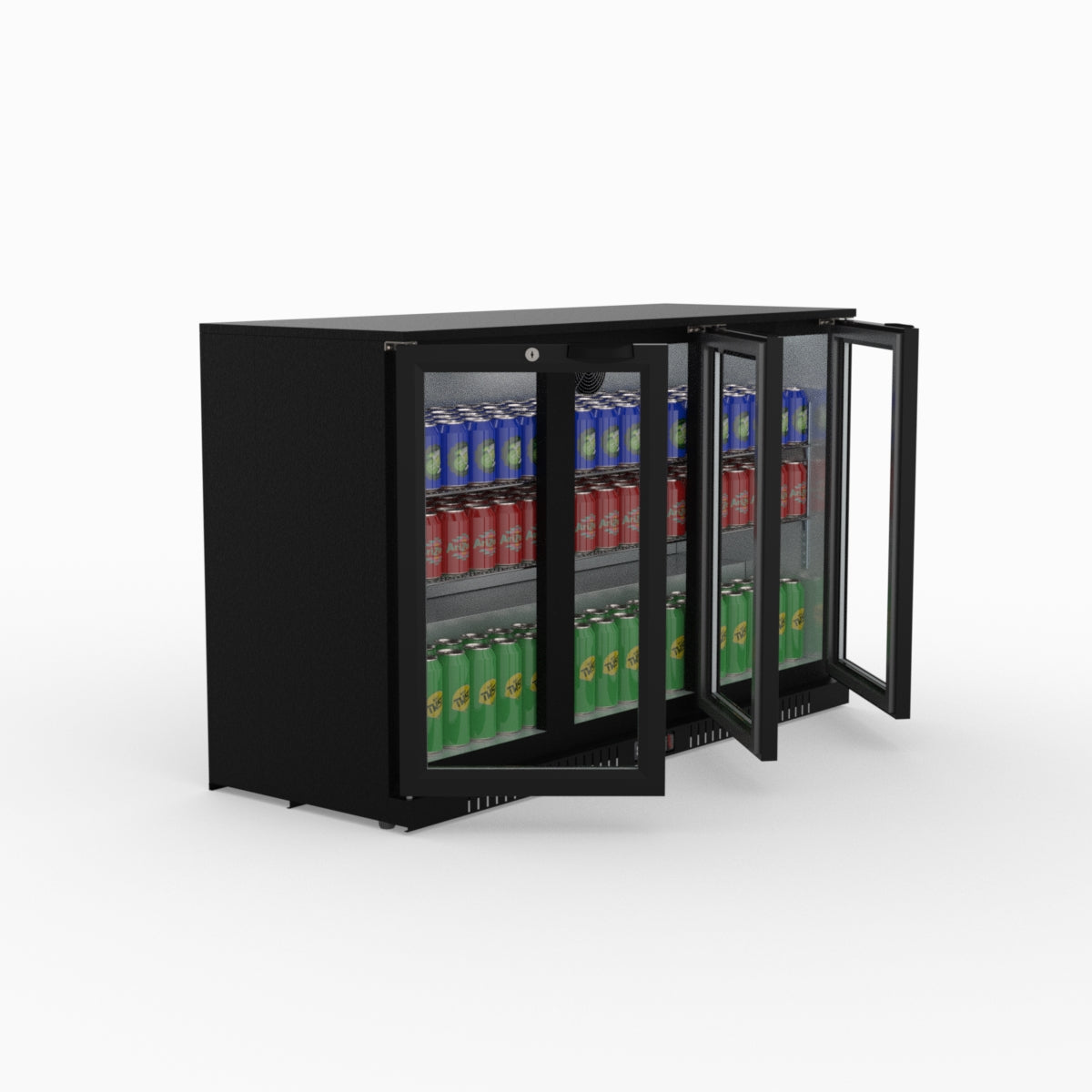Thermaster Under Bench Three Tropicalised Heated Glass Doors Bar Cooler with Heater Switch - LG-330TD