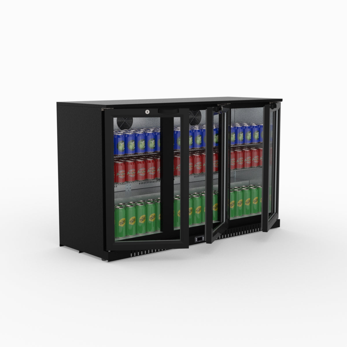 Thermaster Under Bench Three Tropicalised Heated Glass Doors Bar Cooler with Heater Switch - LG-330TD