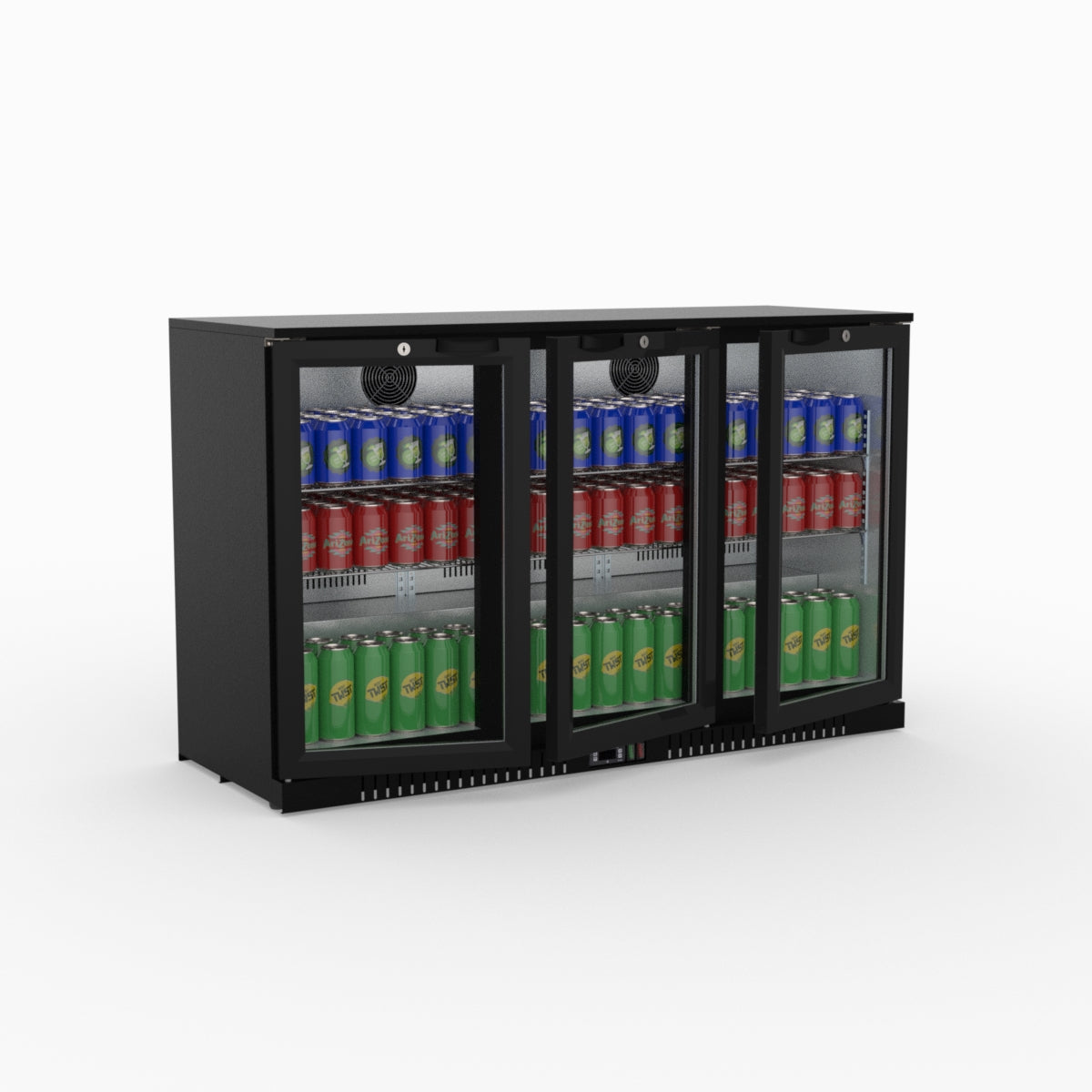 Thermaster Under Bench Three Tropicalised Heated Glass Doors Bar Cooler with Heater Switch - LG-330TD