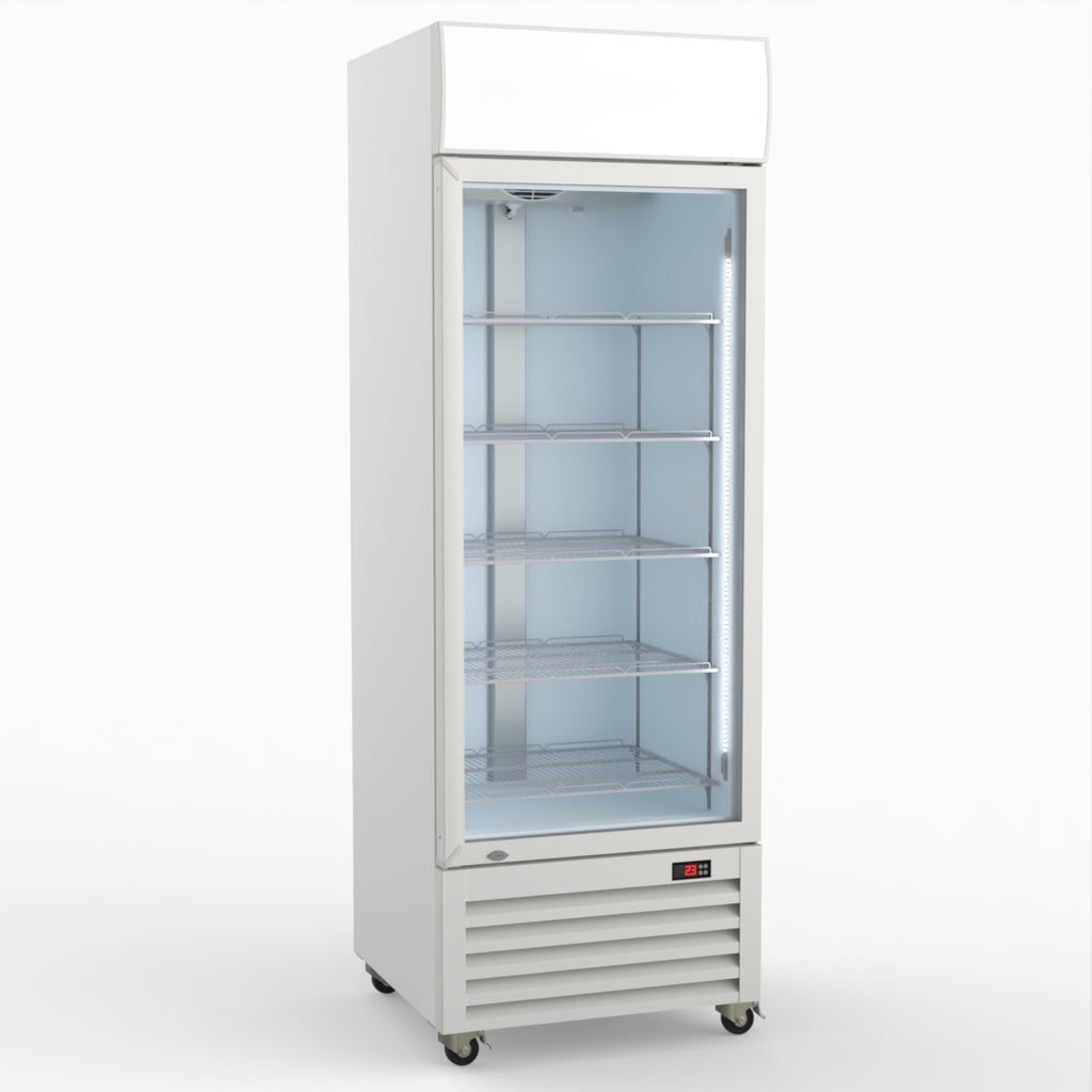 Thermaster 540L Single Glass Door Colourbond Upright Drink Fridge White LG-540P