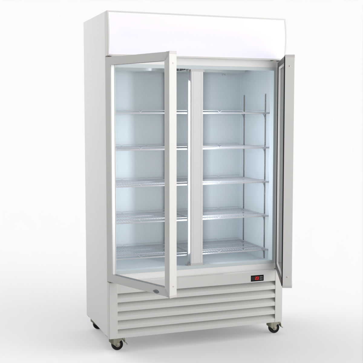 CLEARANCE - Thermaster 730L Two Glass Door Colourbond Upright Drink Fridge LG-730P