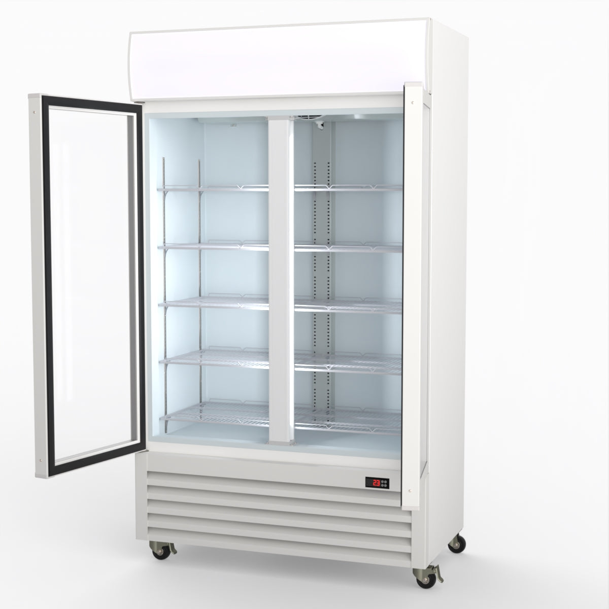 CLEARANCE - Thermaster 730L Two Glass Door Colourbond Upright Drink Fridge LG-730P
