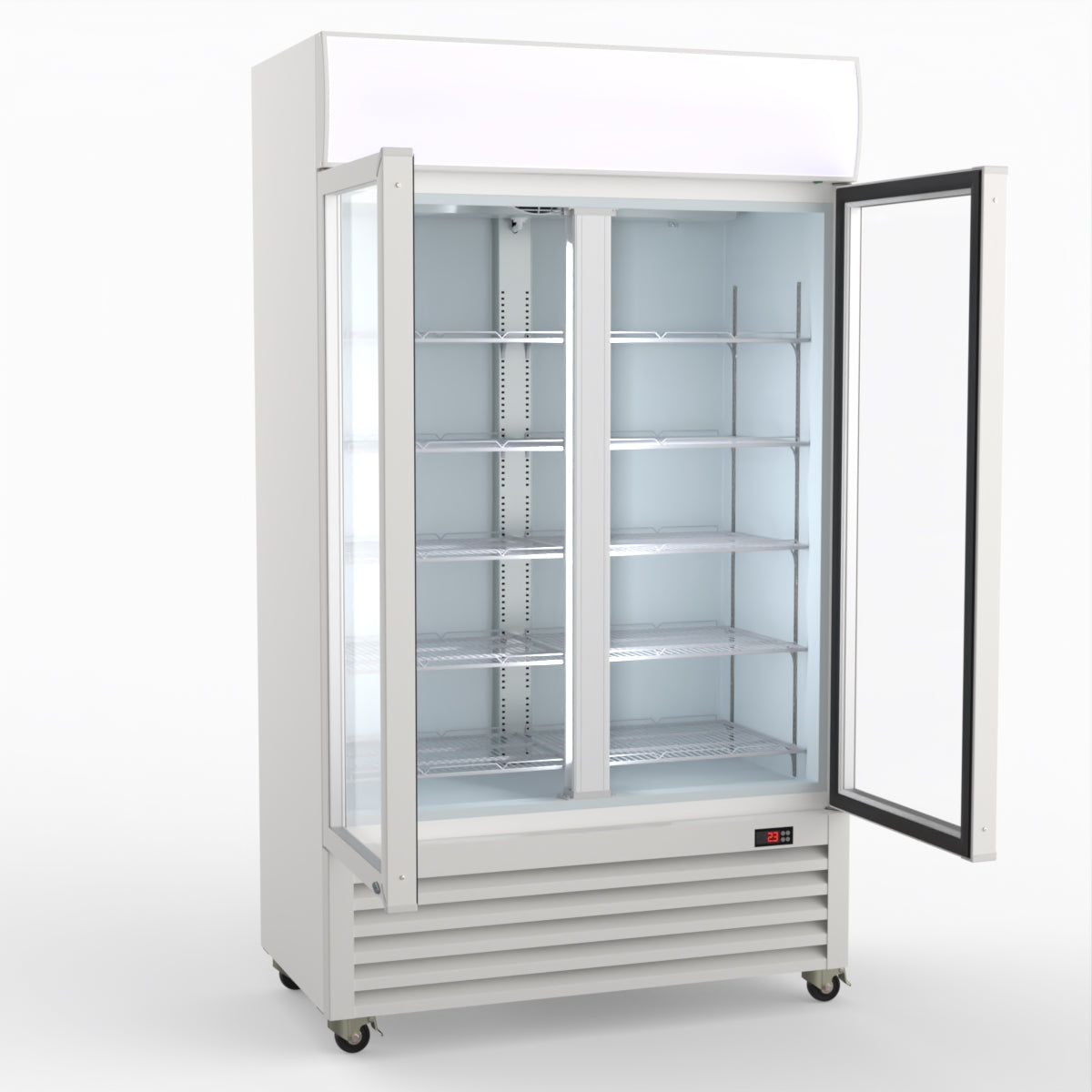 CLEARANCE - Thermaster 730L Two Glass Door Colourbond Upright Drink Fridge LG-730P