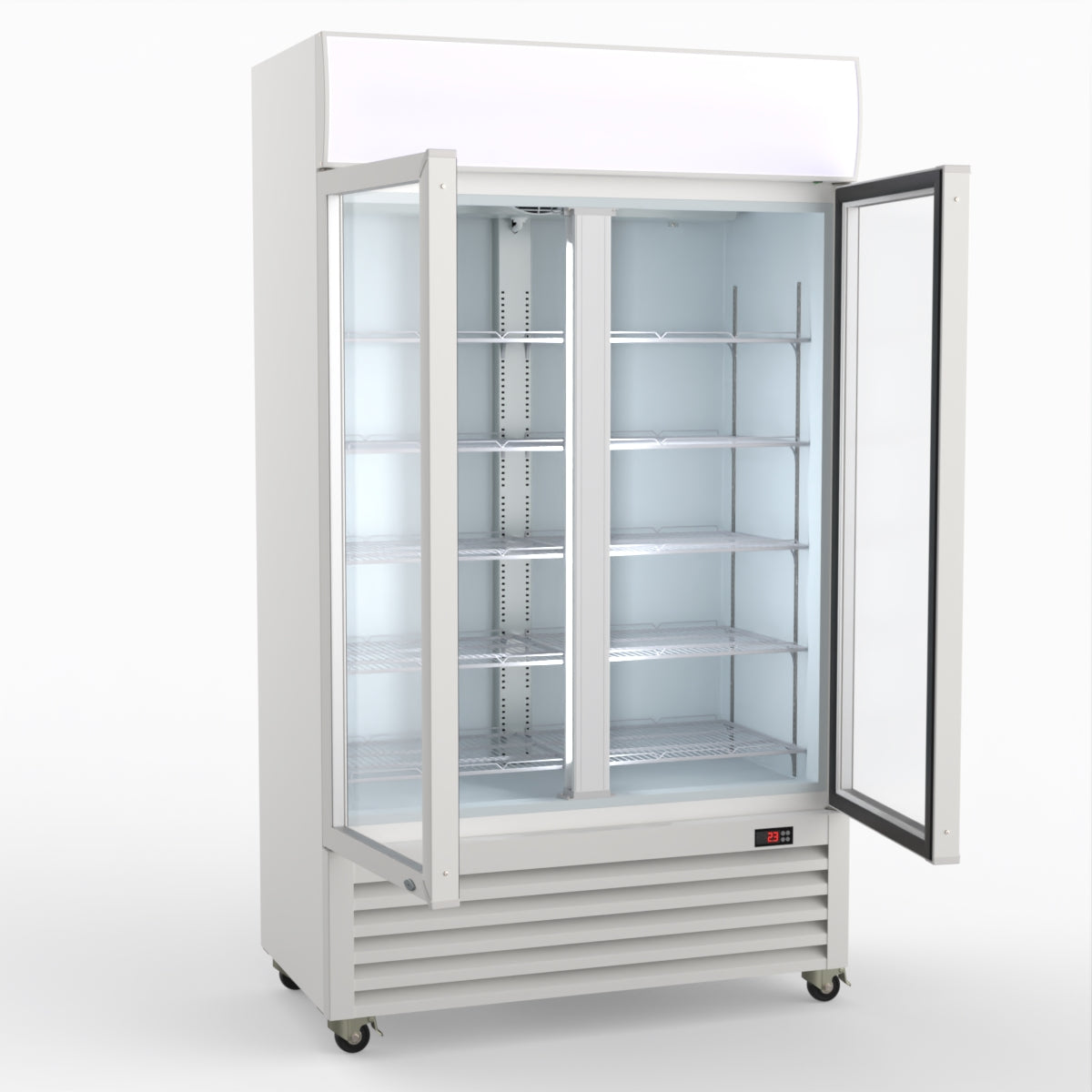 CLEARANCE - Thermaster 730L Two Glass Door Colourbond Upright Drink Fridge LG-730P