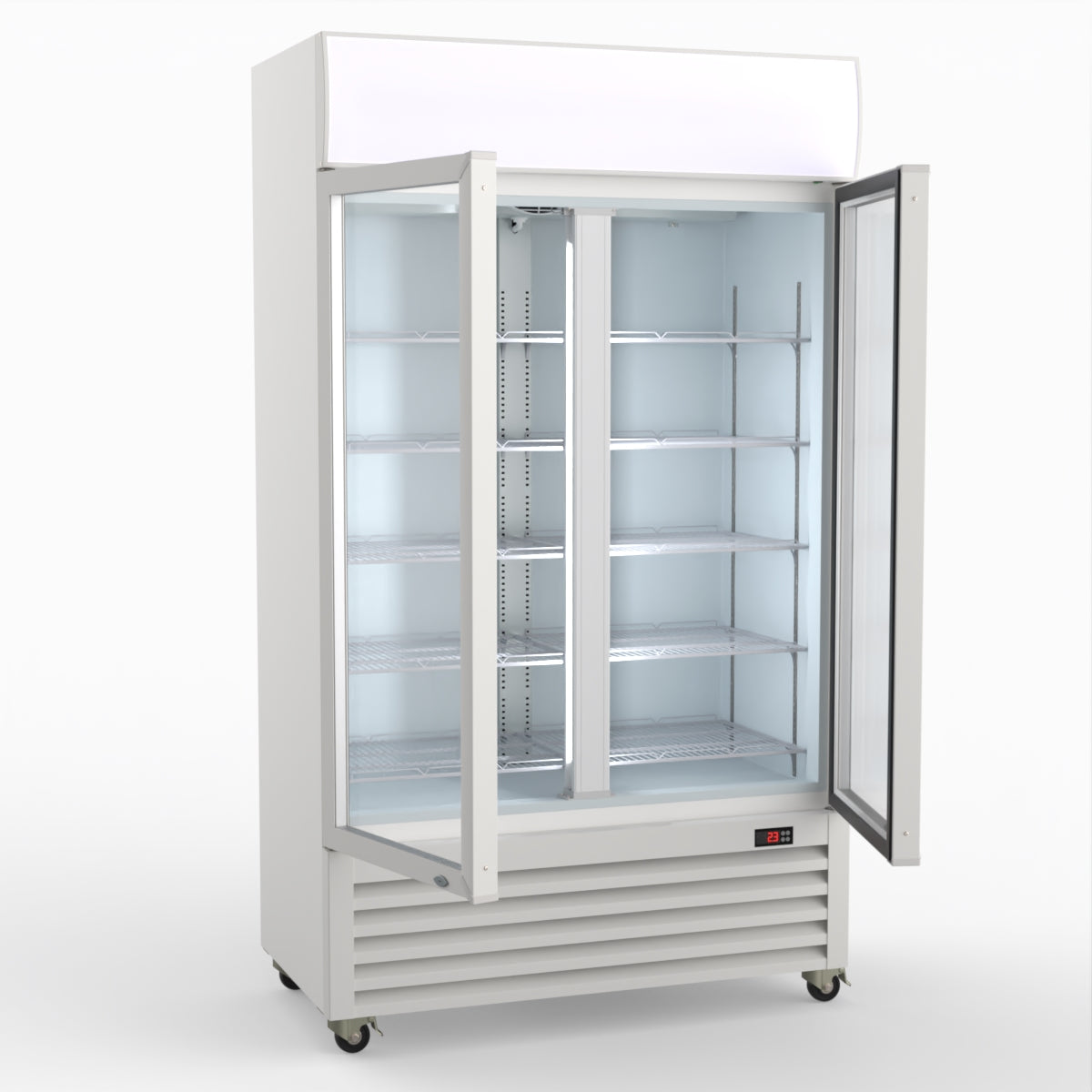CLEARANCE - Thermaster 730L Two Glass Door Colourbond Upright Drink Fridge LG-730P