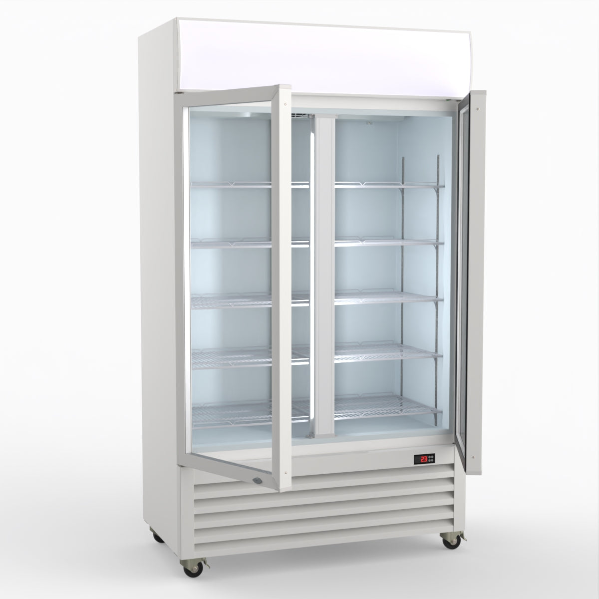 CLEARANCE - Thermaster 730L Two Glass Door Colourbond Upright Drink Fridge LG-730P