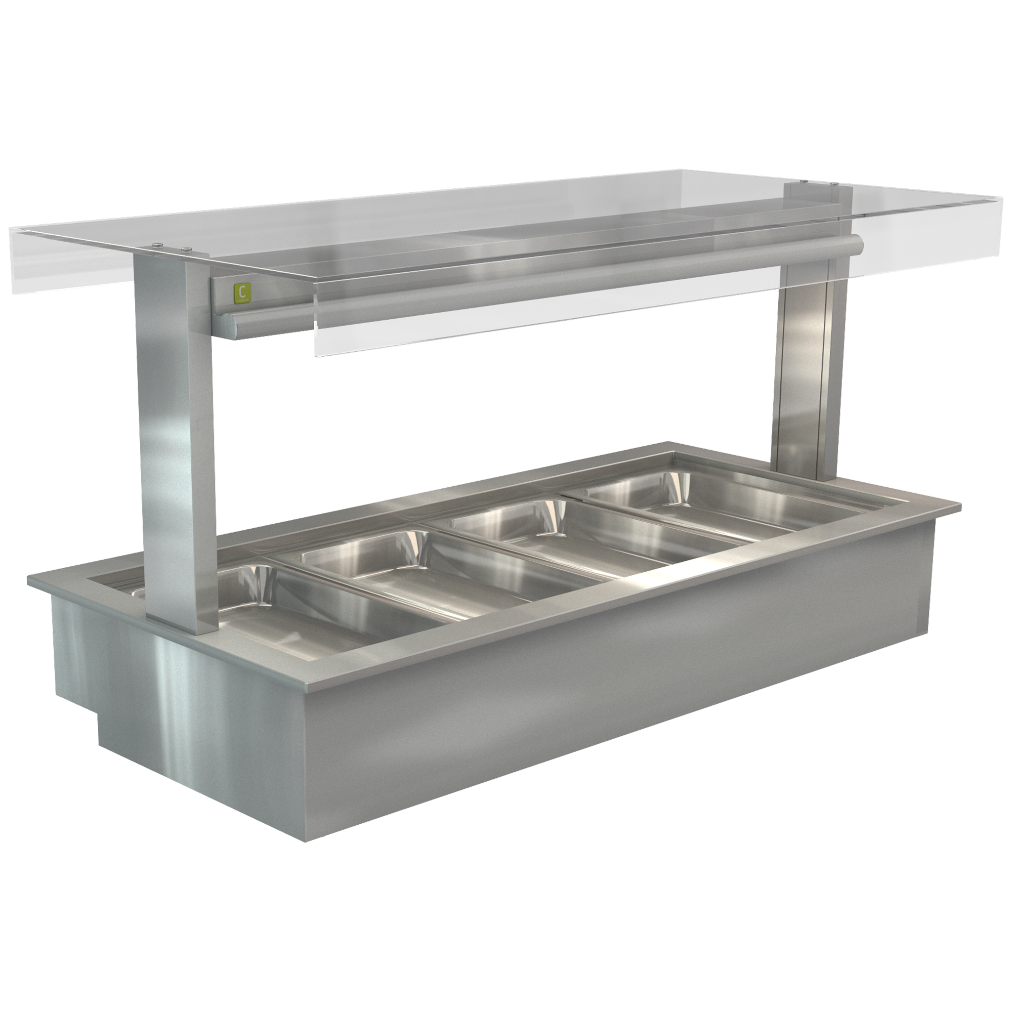 Cossiga Bain Marie Flat Top Sneeze Guard Glass 1485mmW - LSBM4 - FT