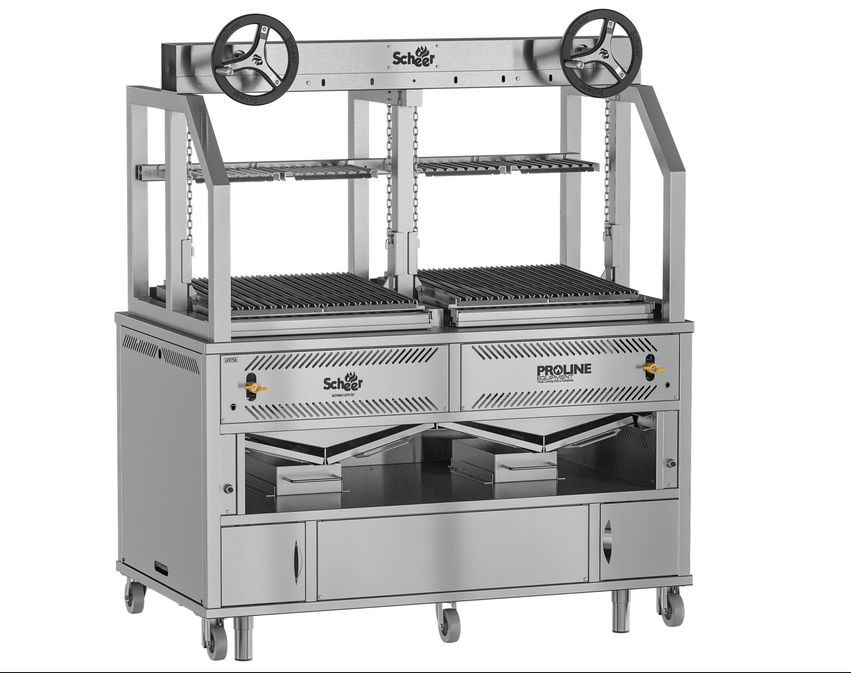 Scheer Gas Lava Rock Parilla Grill with Twin Wheel Lift - 1000mm Width - LV675A-1000