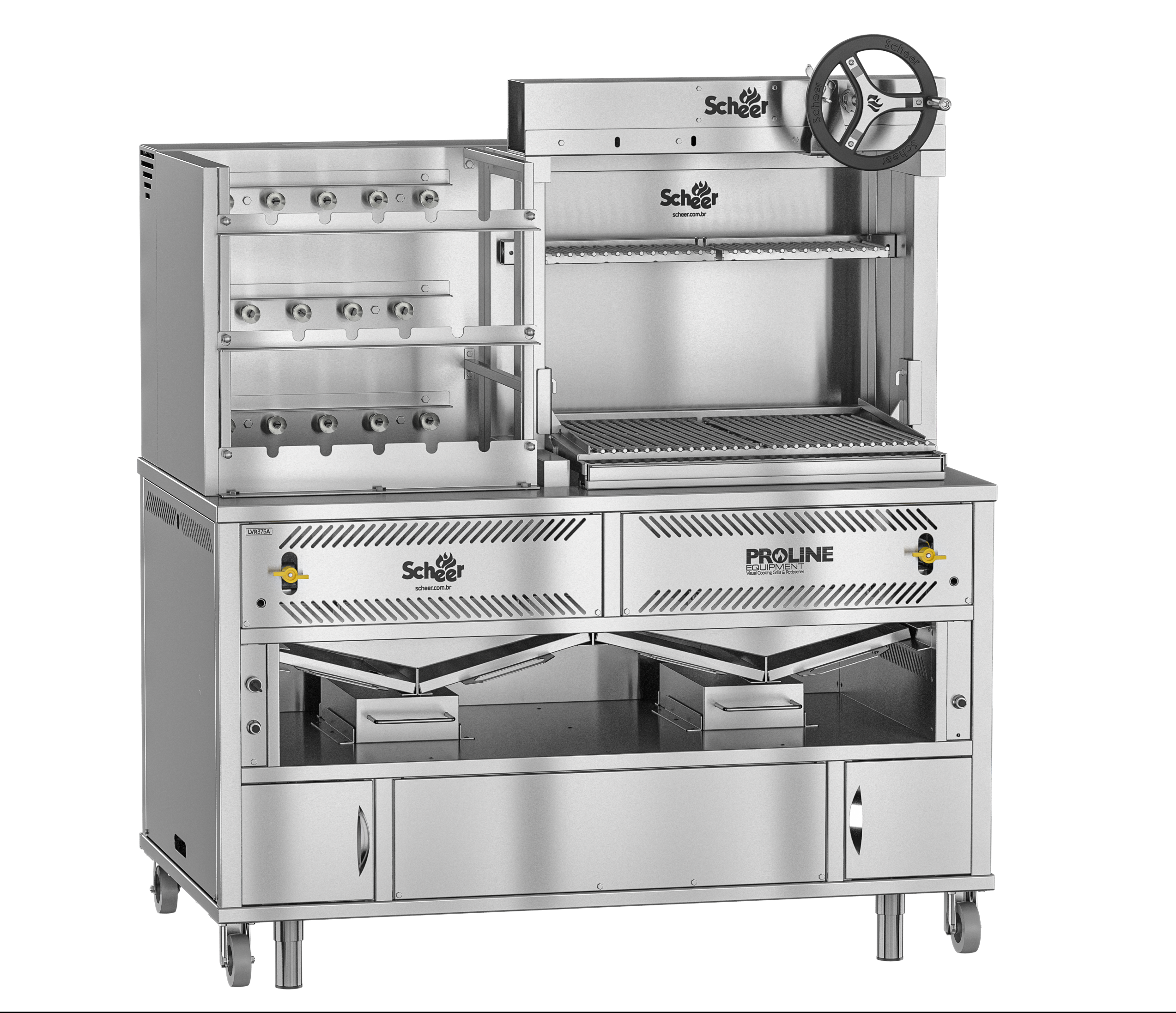 Scheer Gas Lava Rock Rotisserie & Grill Combo with 16-Burner - Hi-Lo Gas Control - LVR375A