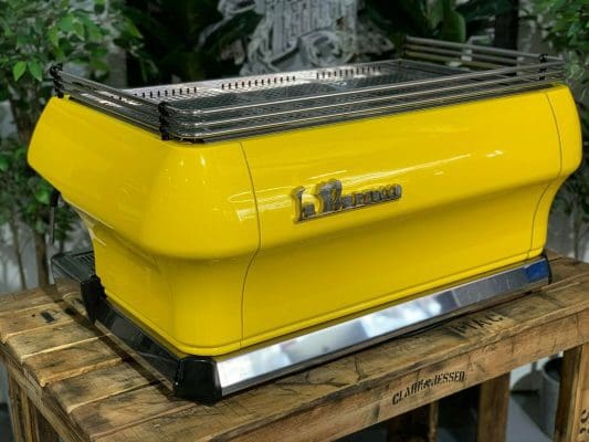 La Marzocco FB80 Yellow w Handles - 3 Group Commercial Espresso Machine - Timber