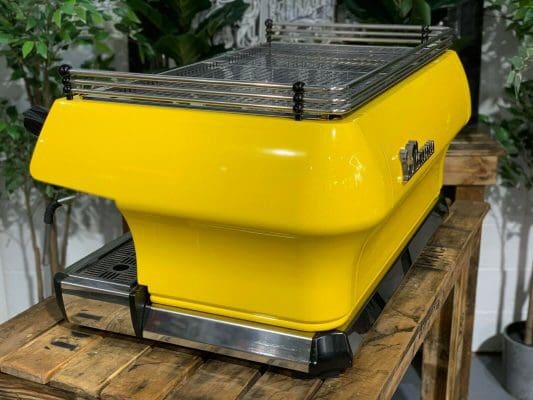 La Marzocco FB80 Yellow w Handles - 3 Group Commercial Espresso Machine - Timber