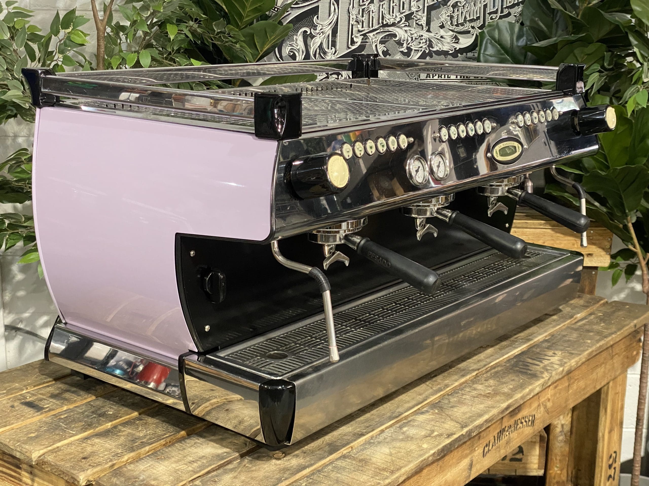La Marzocco GB5 Violet & Splashback - 3 Group Commercial Espresso Machine - Black