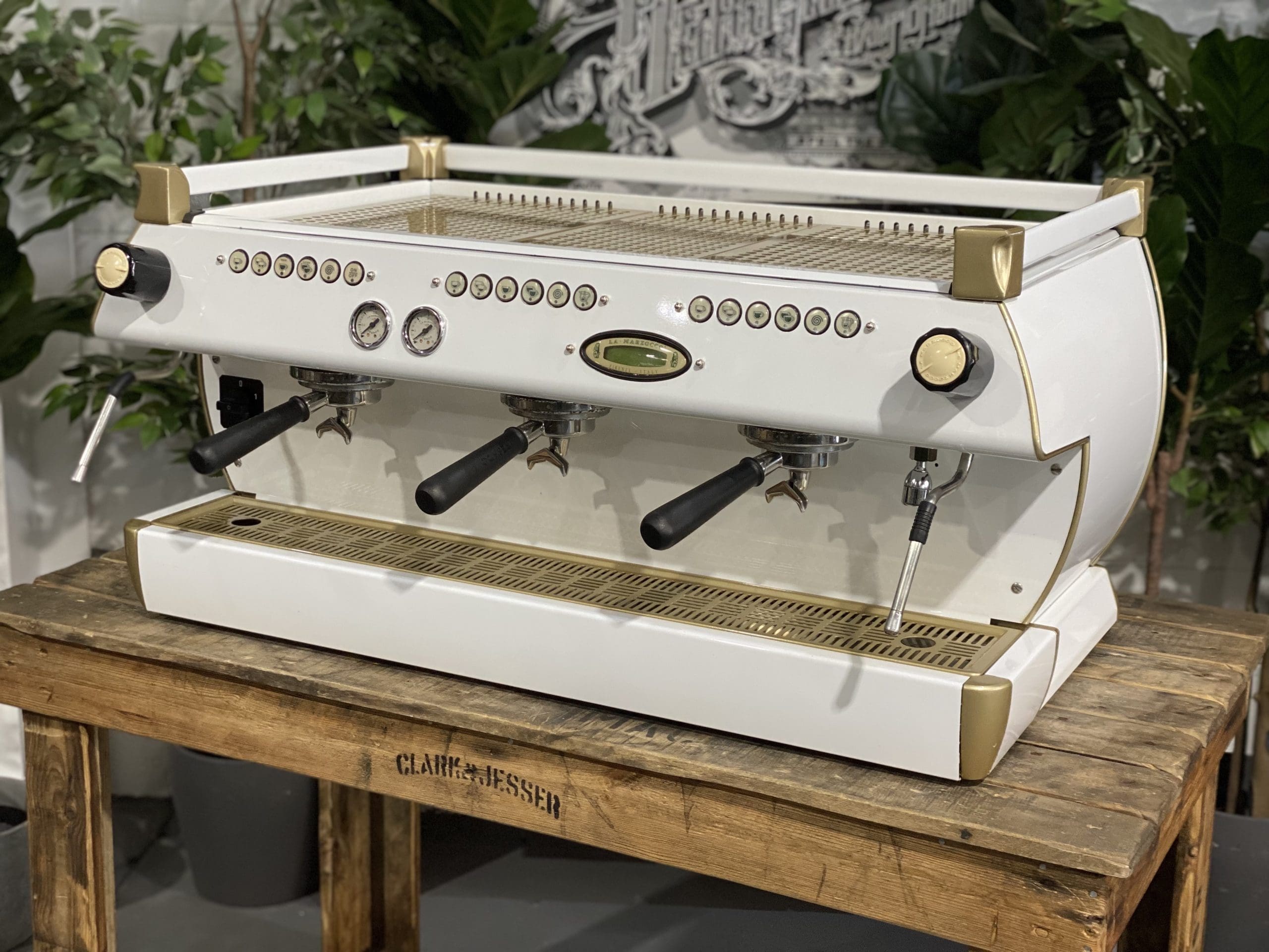 La Marzocco GB5 White - 3 Group Commercial Espresso Machine - Gold